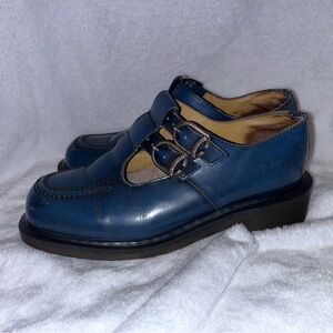 Dr. Martens Blue Leather Oxfords with Durable Sole